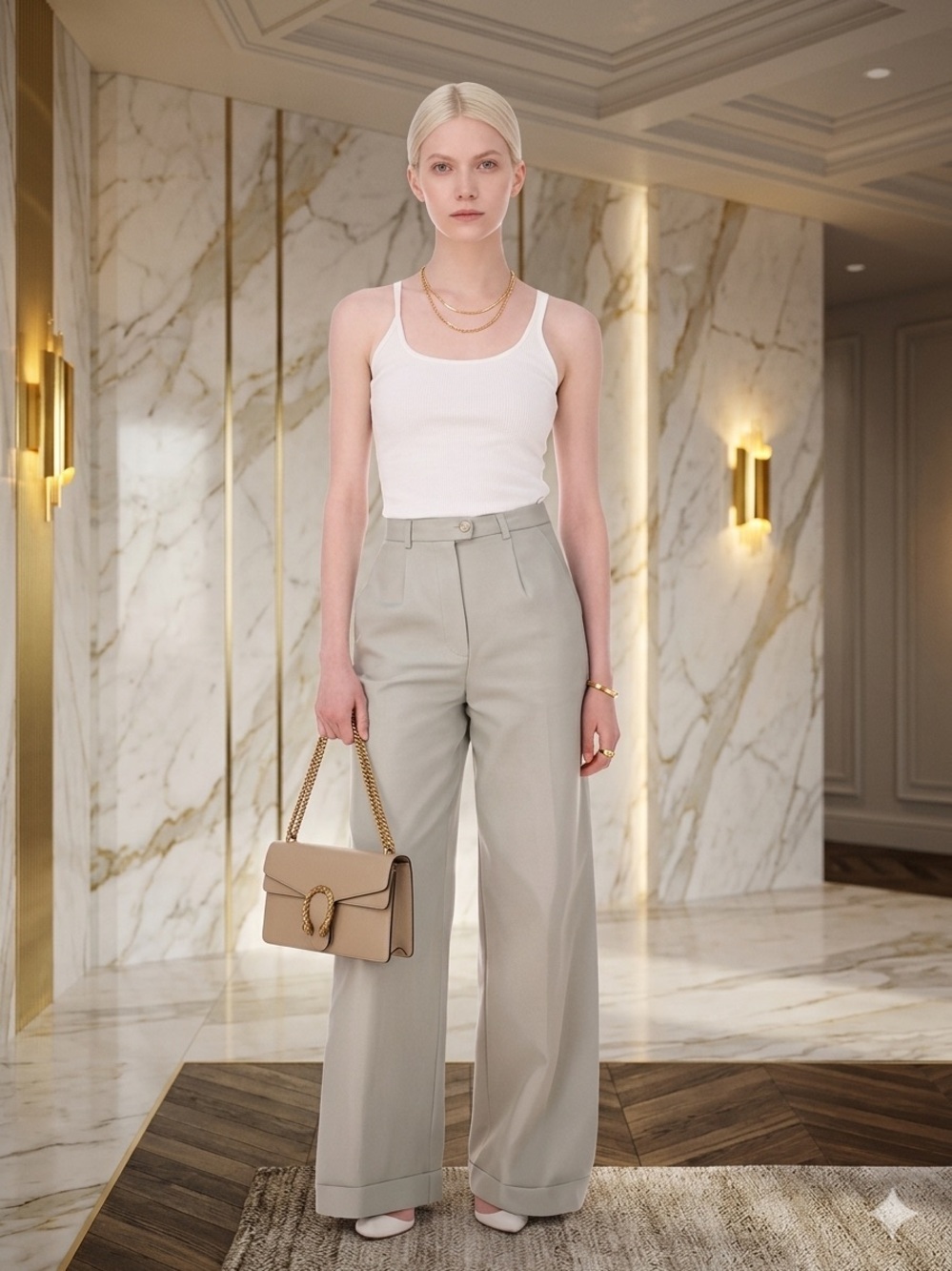 🌸Vintage XOXO Wide-Leg High-Rise Pants in beige 5/6